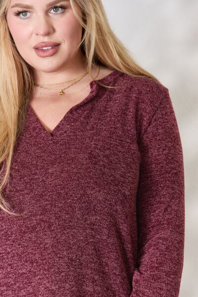 Kayla Notched Long Sleeve Top