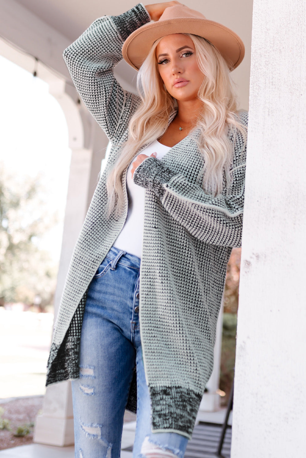 Raquel Heathered Open Front Longline Cardigan