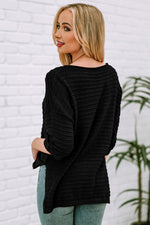 Olivia Dropped Shoulder Side Slit Sweater