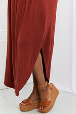 It's My Time Side Scoop Scrunch Skirt in Dark Rust