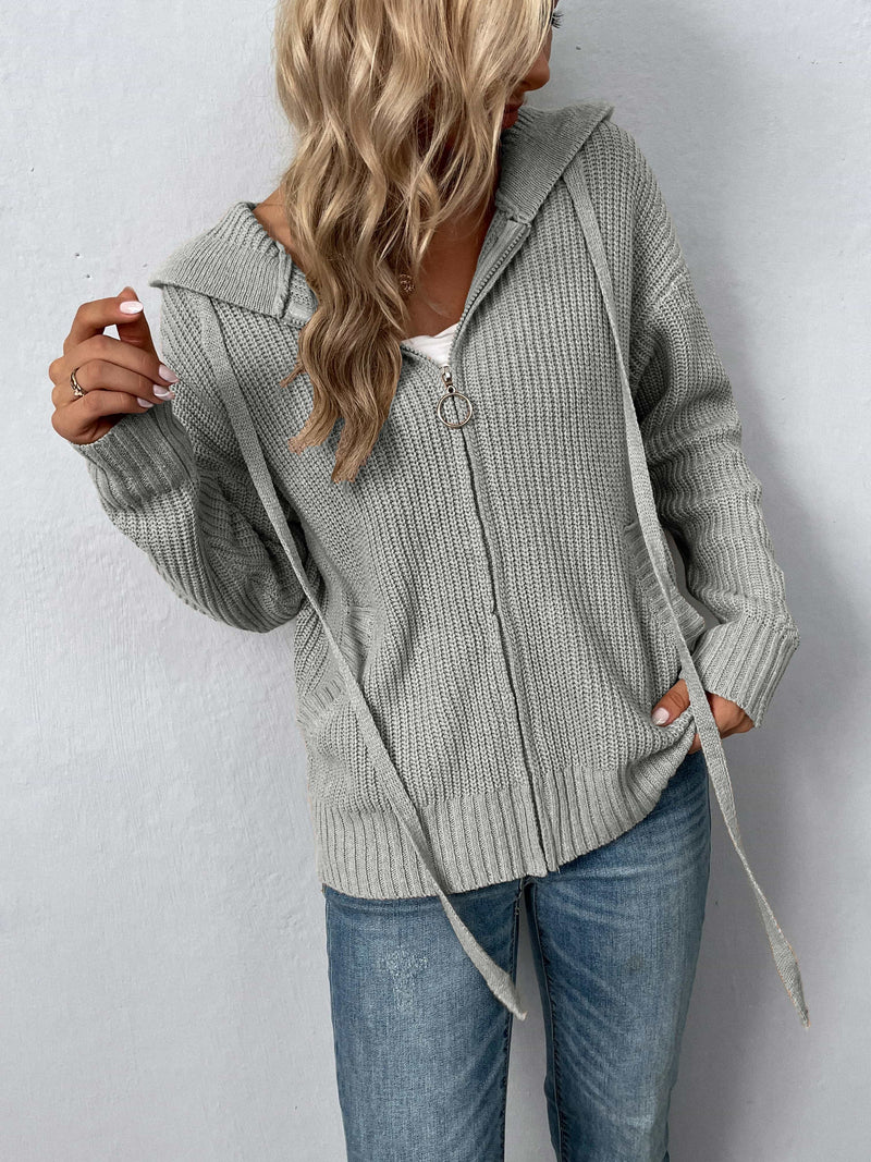 Delaney Zip-Up Hooded Cardigan