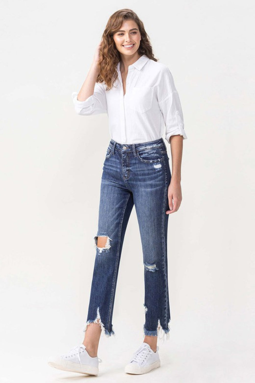 Jackie High Rise Crop Straight Leg Lovervet Jeans