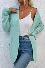 Kendall Open Front Rib-Knit Cardigan with Pockets