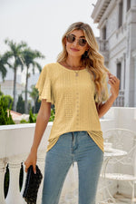 Eyelet Flutter Sleeve Top