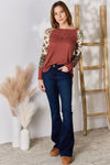 Lydia Leopard Waffle-Knit Blouse