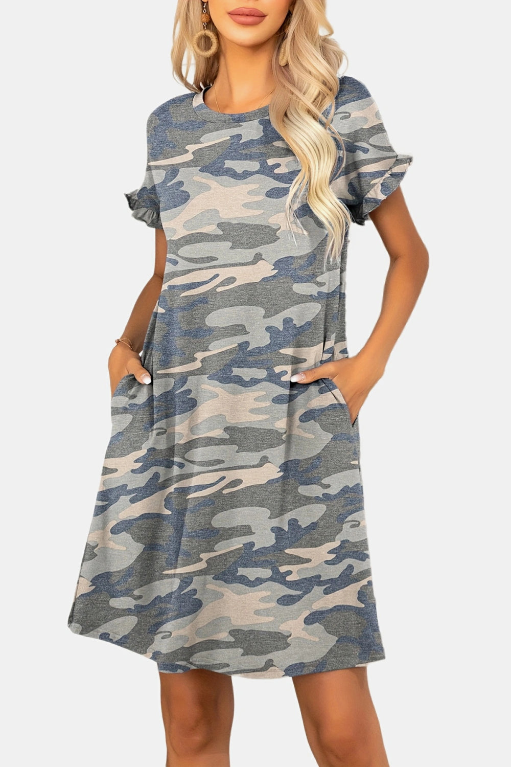 Rainey Flounce Sleeve Dress with Pockets