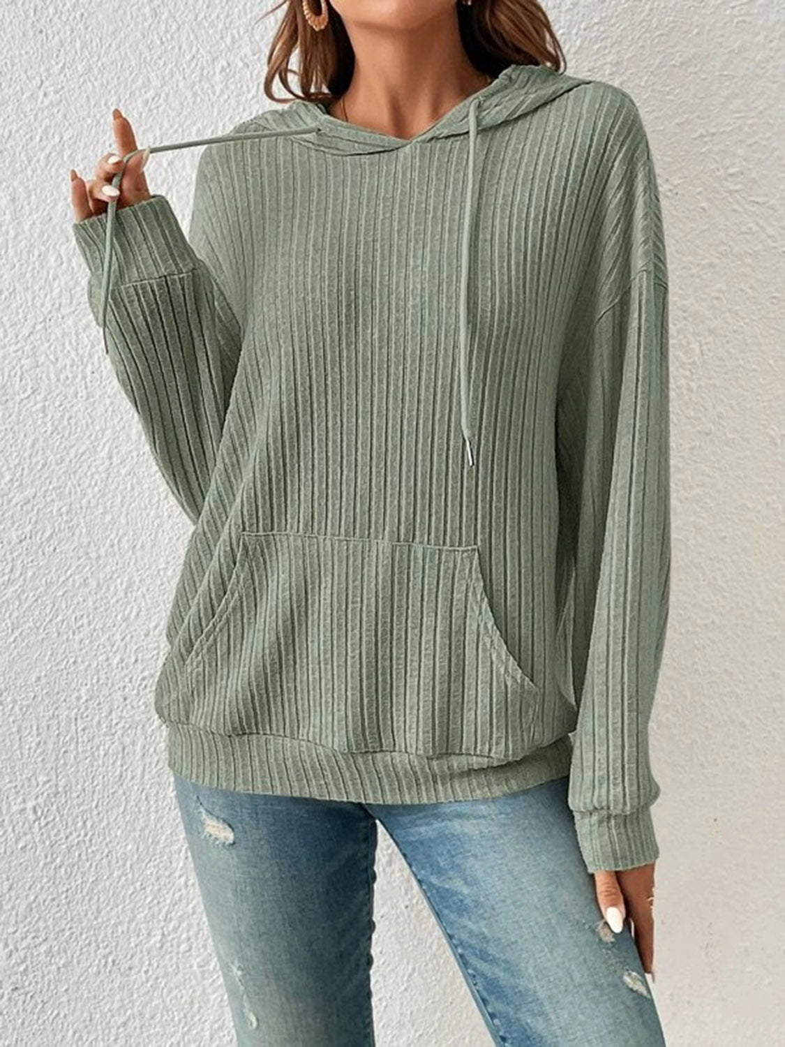 Sophie Ribbed Dropped Shoulder Hoodie