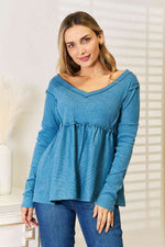 Audrey Frill Trim Babydoll Blouse