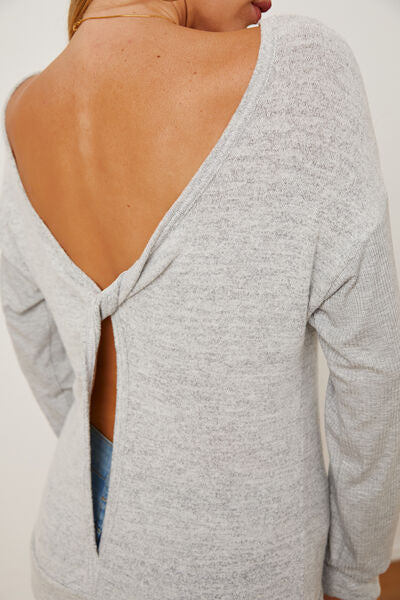 Opal Boat Neck Backless Dropped Shoulder T-Shirt