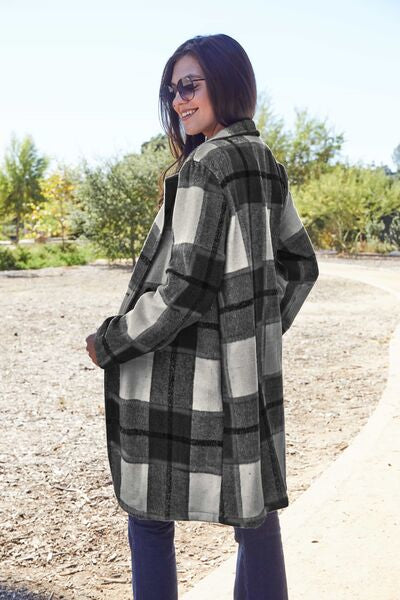 Brie Plaid Button Up Lapel Collar Coat