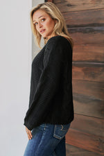 Jillian Cable Knit V-Neck Sweater