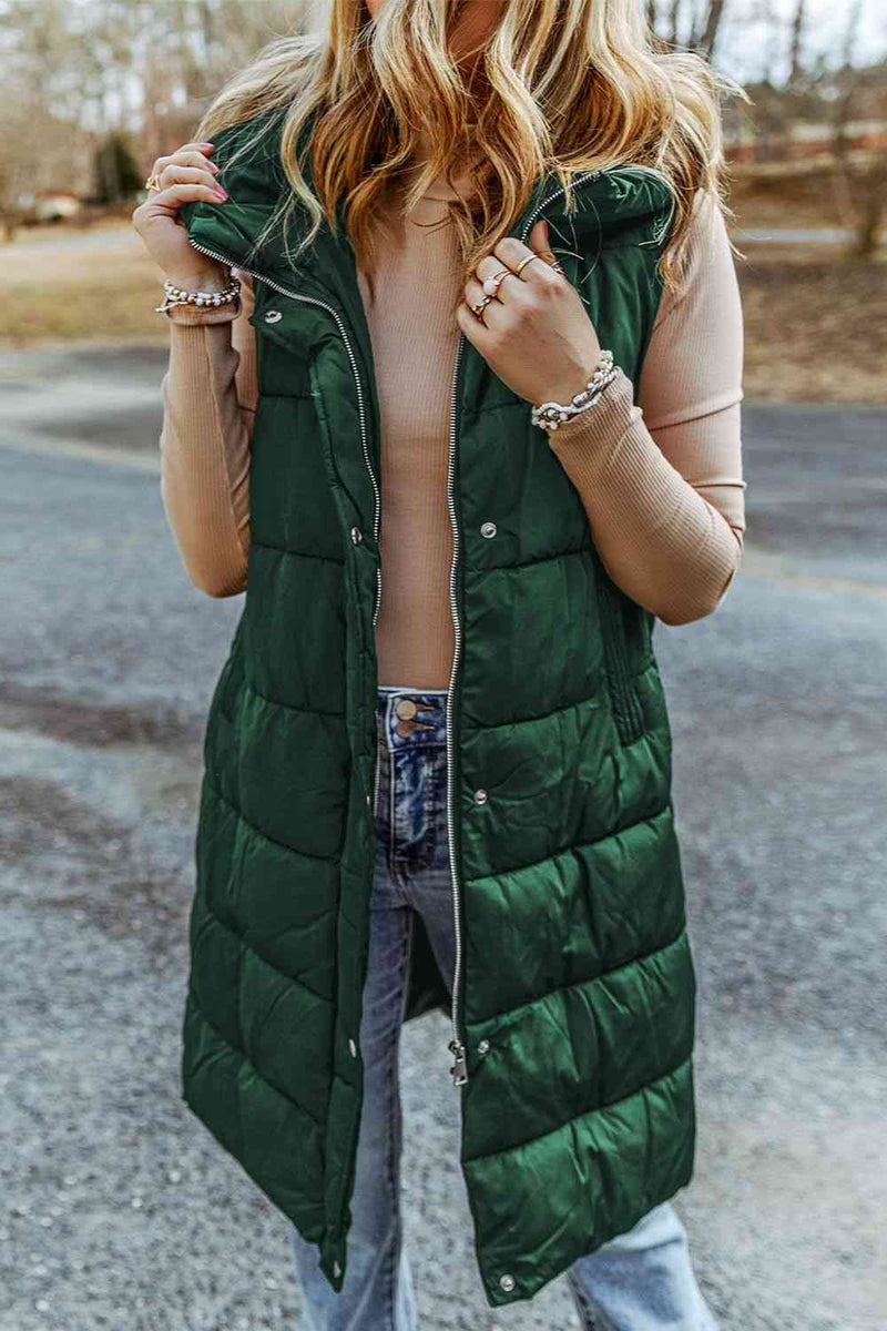 Stormi Longline Hooded Sleeveless Puffer Vest