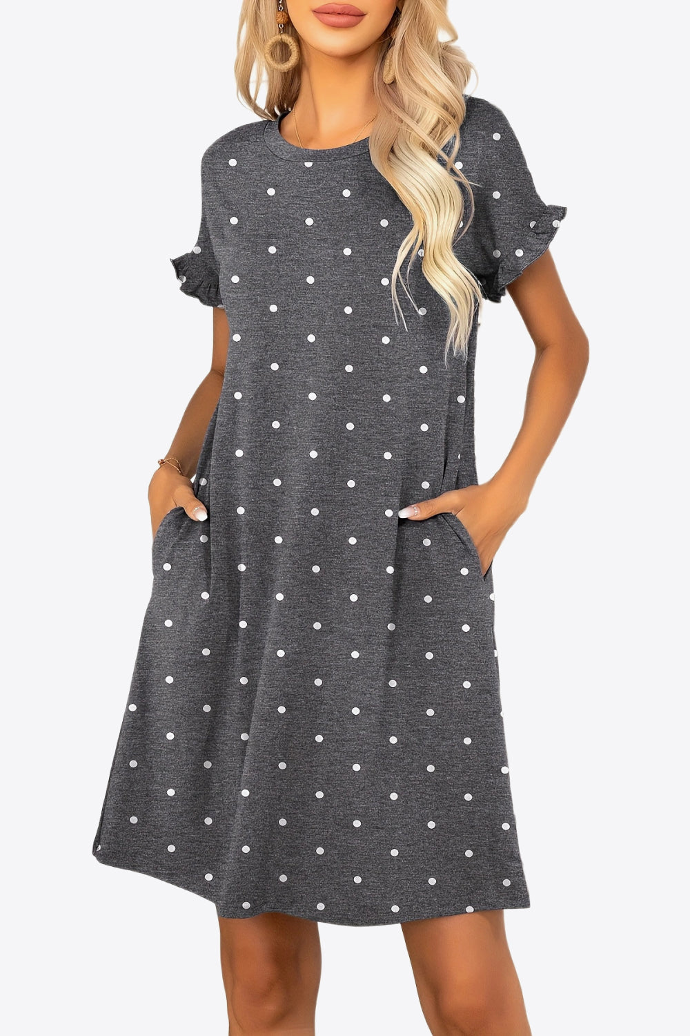 Rainey Flounce Sleeve Dress with Pockets