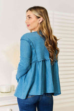 Audrey Frill Trim Babydoll Blouse