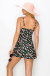 Clear Waters Swim Dress in Black Roses