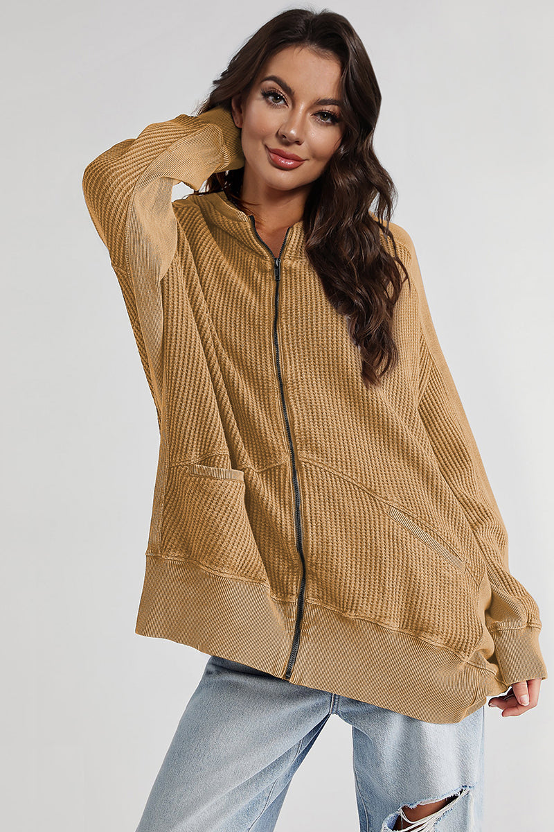 Oversized Fit Zip-Up Long Sleeve Jacket