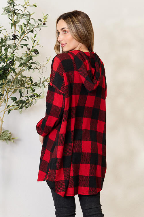 Bridget Plaid Button Front Hooded Shirt