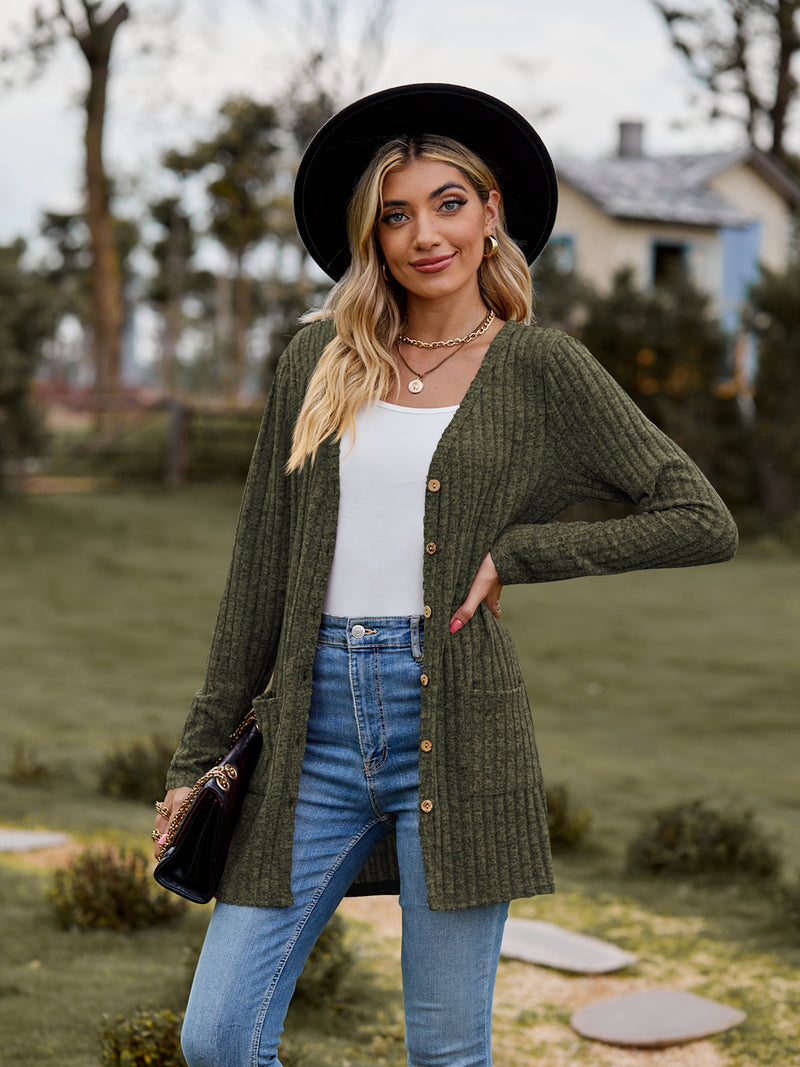 Stella Ribbed Button-Up Cardigan