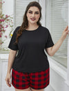 Plus Size Selena Tee Shirt and Plaid Shorts Lounge Set