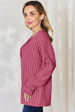 Lucy Ribbed Half Button Long Sleeve