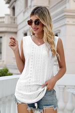 Eyelet V-Neck Tank