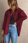 Suede Snap Front Dropped Shoulder Jacket