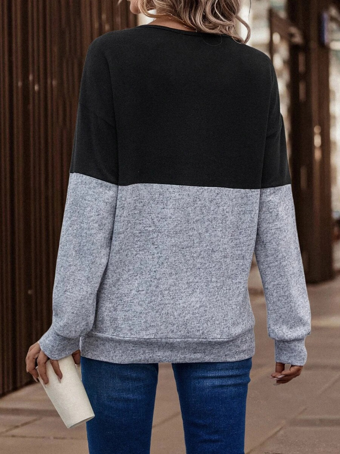 Melinda Two-Tone Crisscross Sweatshirt