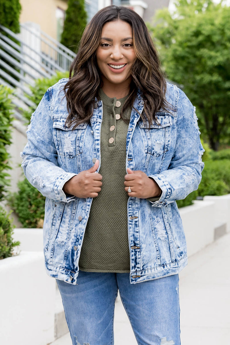 Acid Wash Distressed Denim Jacket- 3 Colors