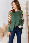 Cara Waffle-Knit Leopard Blouse