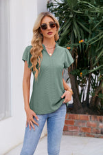 Josephine Notched Neck Puff Sleeve Blouse