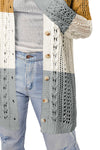 Evenly Openwork Ribbed Cuff Longline Cardigan