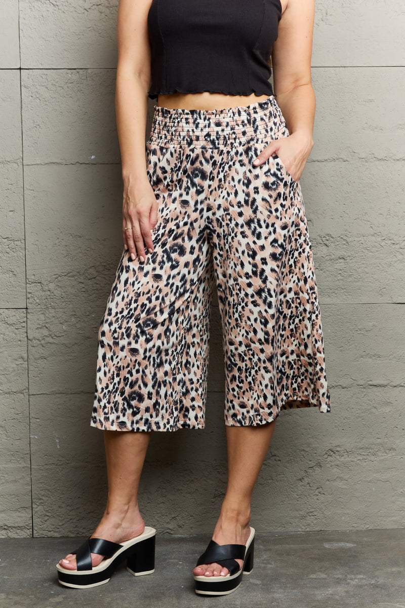 Leopard High Waist Flowy Wide Leg Pants