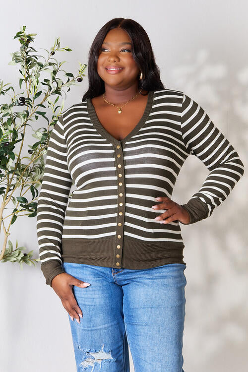 Maya Striped Snap Down Cardigan