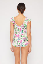 Bring Me Flowers V-Neck One Piece Swimsuit in  Cherry Blossom Cream