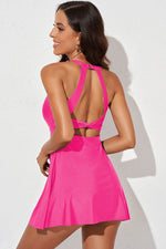 Angela Halter Neck Open Back Swim Dress