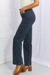 Cassidy High Waisted Tummy Control Striped Straight Jeans