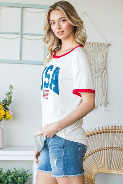 USA Contrast Trim Tee