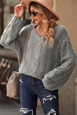 Jillian Cable Knit V-Neck Sweater