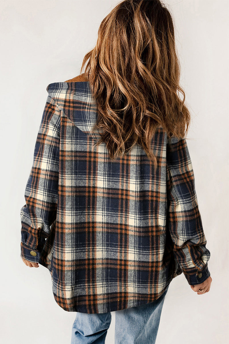 Olivia Plaid Snap Down Hooded Jacket