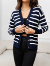 Cristal Striped Dropped Shoulder Knit Cardigan