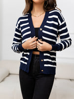 Cristal Striped Dropped Shoulder Knit Cardigan