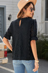 Lace V-Neck Flounce Sleeve Top