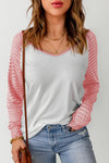 Contrast Sheer Striped V-Neck Top