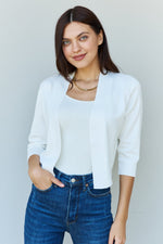 My Favorite 3/4 Sleeve Cropped Cardigan in Ivory