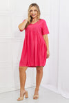 Another Day Swiss Dot Casual Dress in Fuchsia