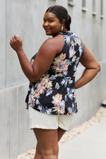 Floral Halter Top in Black