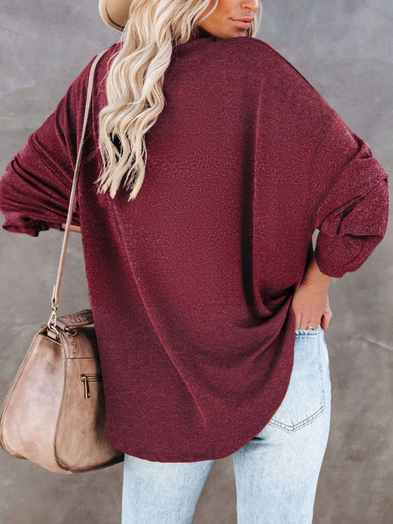 Janelle Buttoned Drop Shoulder Top