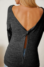 Opal Boat Neck Backless Dropped Shoulder T-Shirt