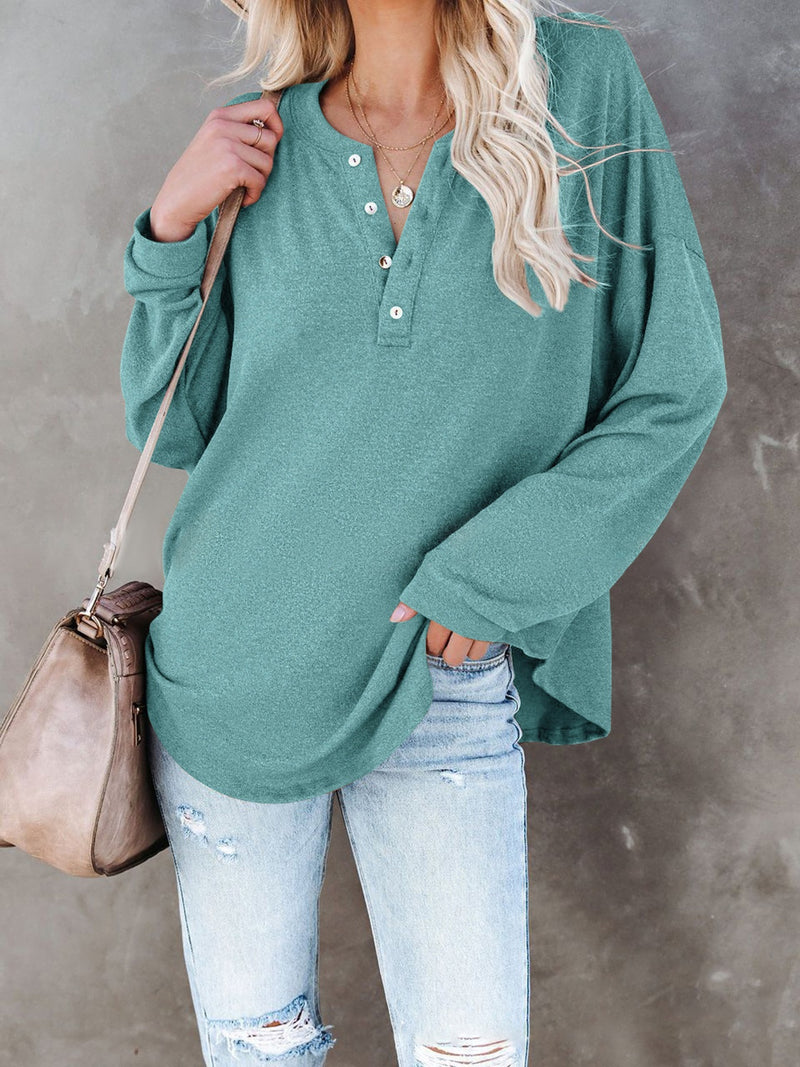 Janelle Buttoned Drop Shoulder Top