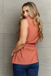 Follow The Light Sleeveless Collared Button Down Top